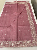 Semi tussar saree with embroidery MST122 DustyOnion