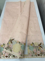 Chanderi cotton saree with embroidery borders - MSH4545 PastelPeach