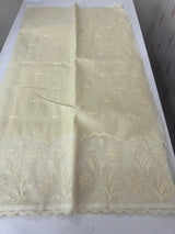Khadi supernet saree with net applique borders MSH208 Ivory