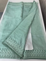 Soft Organza saree with cutwork borders and sequins work - MOS4551