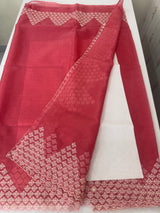 Soft Organza saree with embroidery and sequins borders - MCK286 CrimsonPink