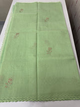 Moonga Kota checks saree with applique work MMC457 PistaGreen