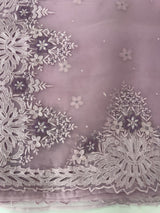Cutwork Glass organza saree with Blouse MOS453 Lavender
