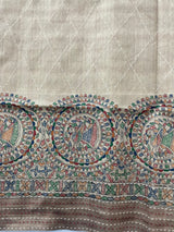 Madhubani Printed Semi tussar silk saree with Kanta work MBT6877 (5)