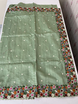 Blended tussar saree with embriodery - MSH6790 DuskyGreen
