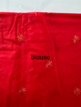 Organza saree with embroidery borders MOS4765 Red