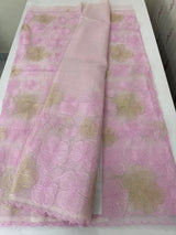 Viscose organza saree with thread work - MSH925 PastelPink