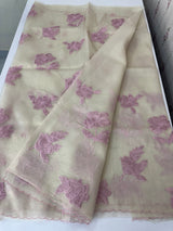 Shimmer Crush Organza saree with applique work MBS698