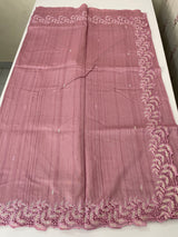 Semi tussar saree with cutwork MSHK566 OnionPink