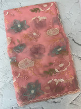 Organza saree with embroidery - MOS390 PeachPink