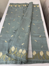 Cutwork Raw silk saree MSH228(2) DustyBlue