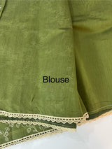 Blended tussar silk saree with embroidery- MSH158 MossGreen