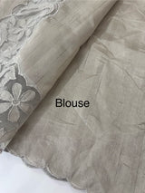 Semi tussar saree with applique borders MSH999 Taupe (1)