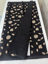 Organza saree with tissue applqiue work - MSH989 Black