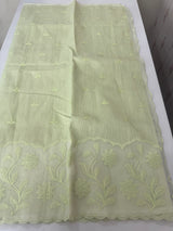 Khadi supernet saree with net applique borders MSH208 PastelGreen