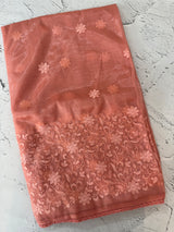 Glass tissue organza saree with embroidery MSF121 DustyPeach (1)