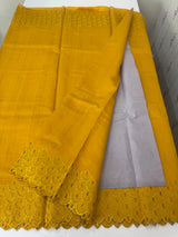 Crushed Matka Blended Tussar silk saree with cutwork borders MS4890 Mustard