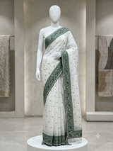 NetKota saree with chikankari machine embroidery - MS14622
