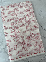 Netkota embriodery saree MS1494 - White to Red
