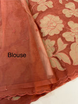 Semi organza saree with appliqué work - MSH906 DuskyPeach