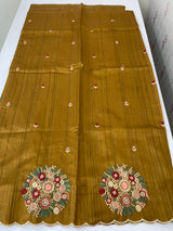 Blended art tussar silk saree with embroidery- MS1090 SpicyMustard