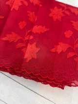 Lightweight Kota Moonga checks saree with applique work MSH202 - Red
