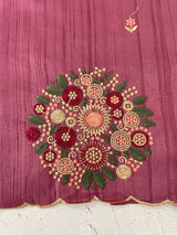 Blended art tussar silk saree with embroidery- MS1090 DarkOnion