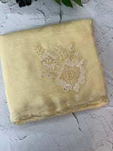 Crush Organza saree with applique work MBS676 ButterYellow
