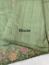 Blended tussar saree with cutwork border- MSHK695
