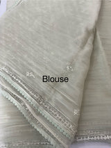 Tissue Organza saree with Kutch hand embroidery - MS14791 PastelGreen