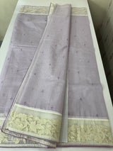 Mul chanderi cotton saree with organza applique borders MSH212 - Lavender