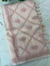 Kota Moonga checks saree with Chikankari work MSH241