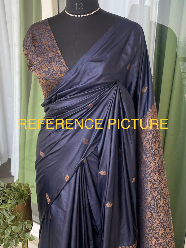 Semi soft silk saree with brocade pallu & blouse MSBS107 GREY
