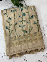 Kanta Handstitched Blended tussar silk saree MS15844