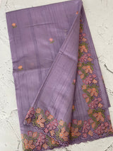 Blended tussar saree with cutwork border- MSHK695
