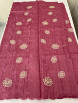 Blended tussar saree with applique borders MTSS459