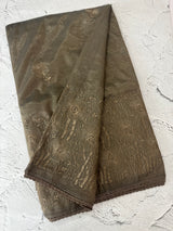 Glass tissue organza saree with embroidery MSF121 (3) Metallic Grey