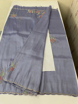Handworked Premium Glass tissue flowy organza saree applique work MCH221 - DuskyBlue