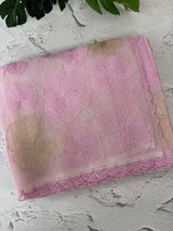 Viscose organza saree with thread work - MSH925 PastelPink
