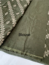 Silky kota saree with embriodery MS14808 - MossGreen
