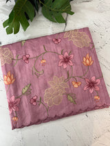 Blended tussar saree with applique work and embroidery MTSS451 OnionPink