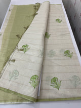 Mul chanderi saree with embriodery & zari lines MSH254