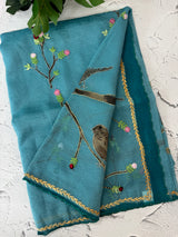 Crush Georgette-Organza saree with kanta embroidery and 3D prints saree MSB3