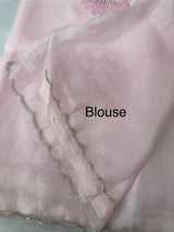 Soft crush Organza saree with beads work MBS679 Pastelapink