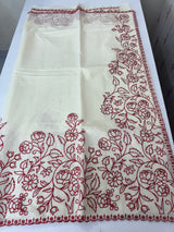 Mul chanderi embriodery saree MSH301 - Offwhite to Red (3)