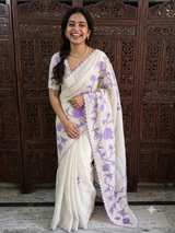 Tissue cotton applique work saree MS6743(1) - Lavender