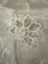 Glass organza saree with applique work- MSHW229 Cloudgrey