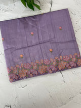 Blended tussar saree with cutwork border- MSHK695