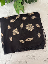 Organza saree with tissue applqiue work - MSH989 Black