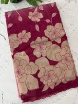 Double shade Semi organza saree with appliqué work - MSH949